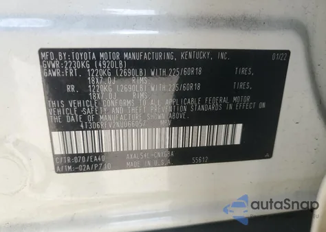 2022 Toyota Rav4 Limited z USA, uszkodzony, nr VIN 4T3D6RFV2NU066057